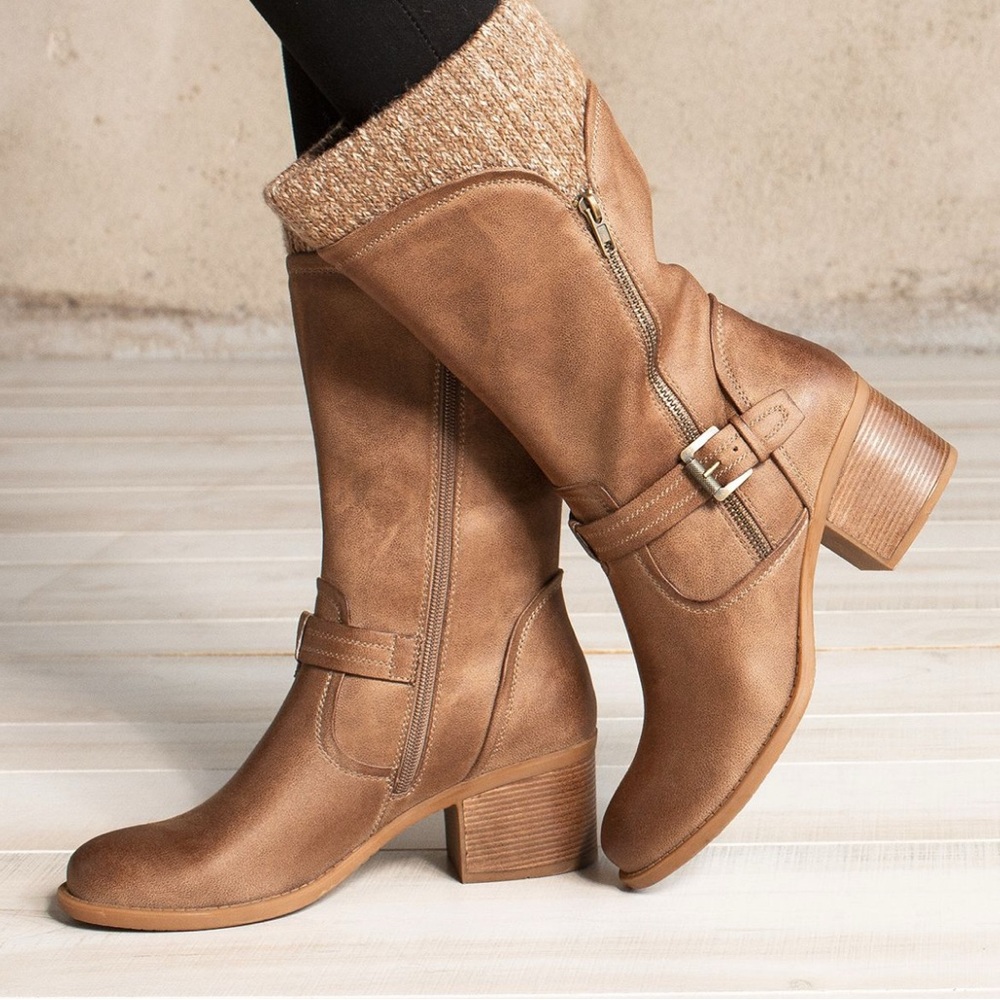 BareTraps Tan Heeled Boots for Women